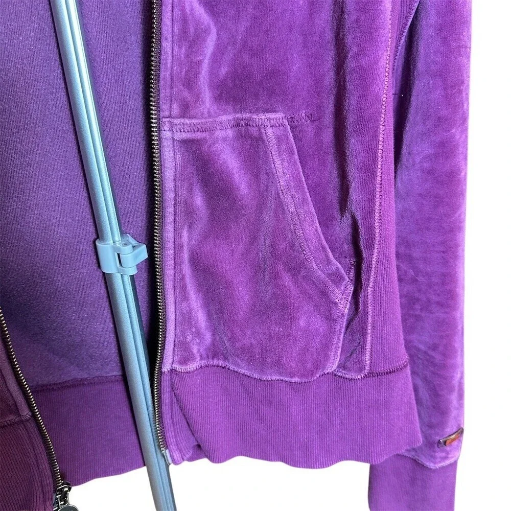 Nike Hoodie Jacket Womens Size M Purple Full Zip Velour vintage